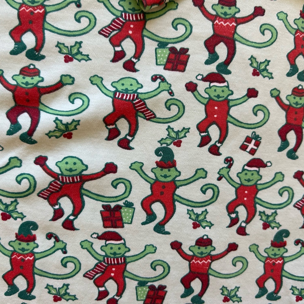 Roller Rabbit Mint Green Holiday Monkey Pajama Set - Picture 2 of 4